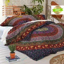 Handmade Duvet Cover Indian Floral Bohemian Mandala Cotton Bedding Set Cover