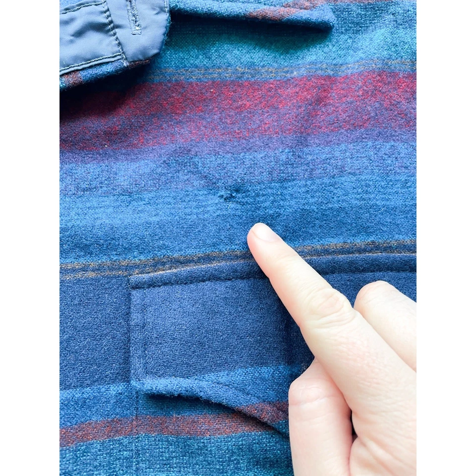Vintage Pendleton High Grade Western Wear Striped Wool Button Down Size XL Long - Image 3 of 4