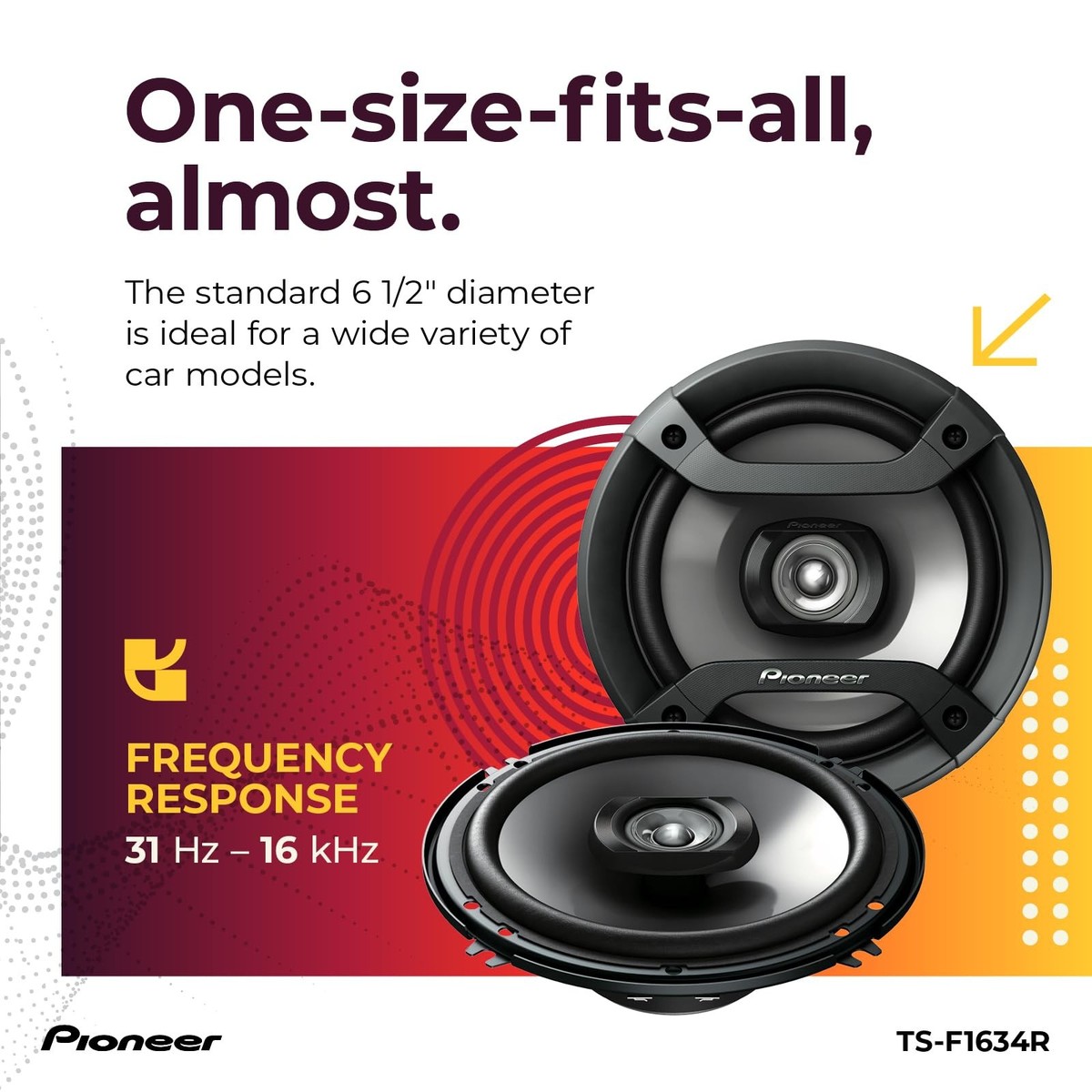 PIONEER F-Series TS-F1634R 6.5” 2-Way Speakers 6.5