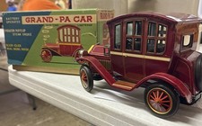 Vintage Rosko Grand-pa Tin Toy Car With Box