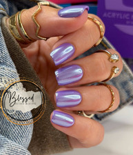 Red Aspen Press On Nails - Violet Skies, Viv Short Squoval Acrílico Púrpura