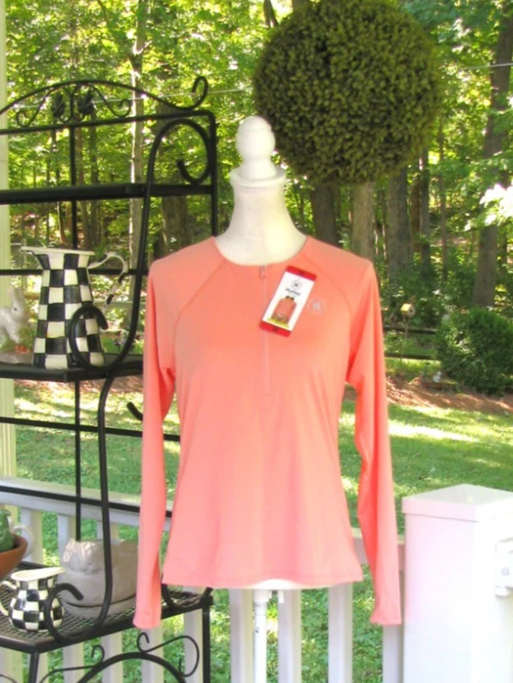 NUEVO CON ETIQUETAS Hurley Mujer UPF Sol Manga Larga Natación Surf Mediano Playa Rashguard Top Camisa Foto 3 de 4