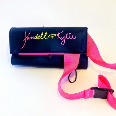 Kendall + Kylie Black & Pink Make Up and Brush Bag with Adjustable Strap NWOT
