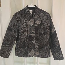 Chicos Women's Size 1 Medium Metallic Lined Blazer Button Jacket Pockets