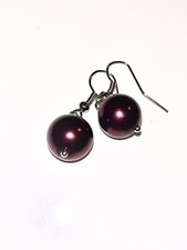 Burgundy Glass Pearl Earrings