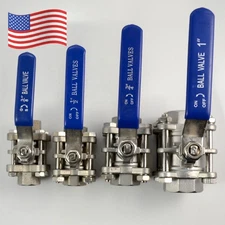 1/2" 3/4" 1" 3-Piece Ball Valve NPT Threaded Pipe fitting SS316 1000WOG Oil US