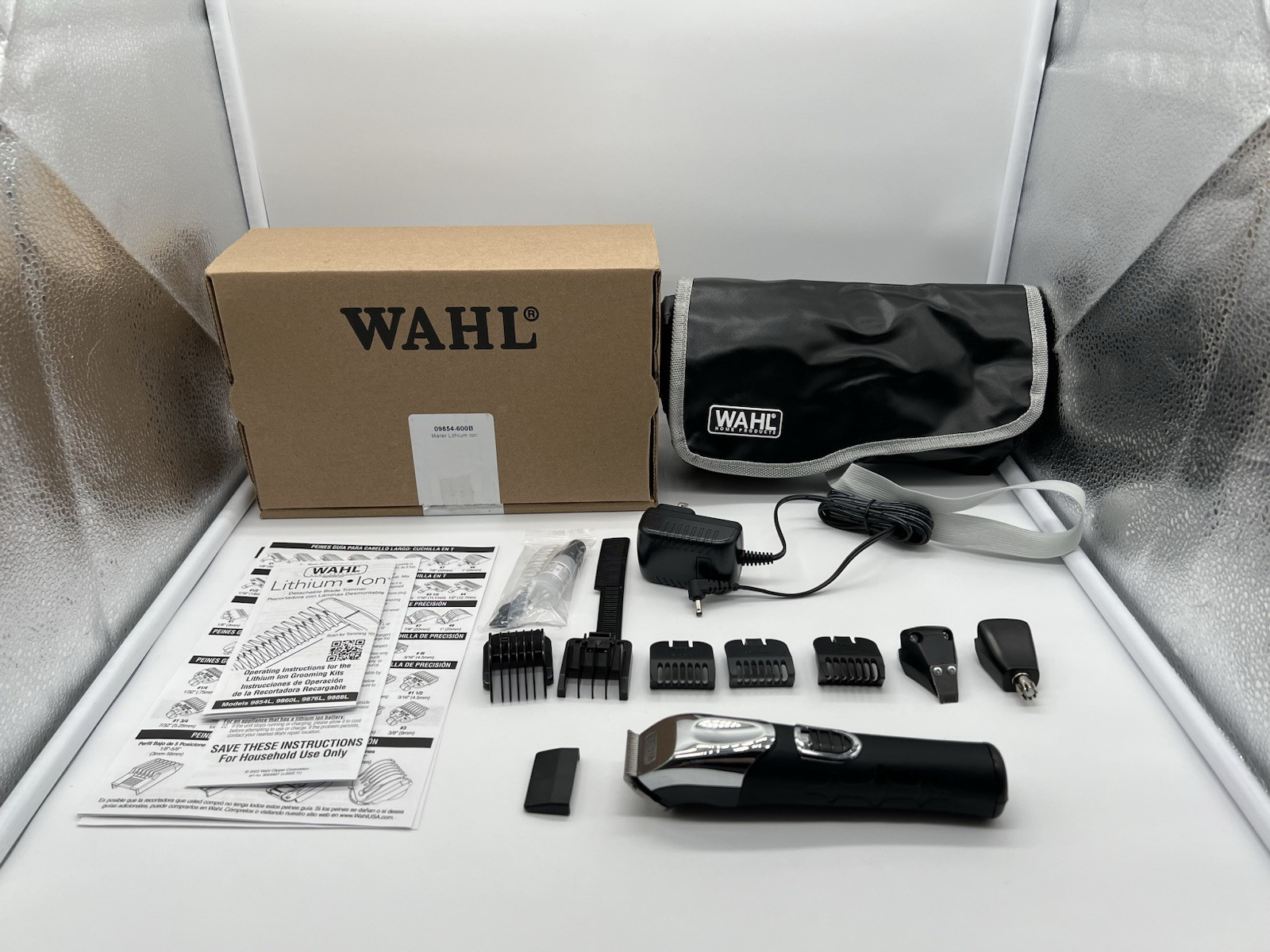 Wahl Lithium-Ion Rechargeable Beard Trimmer 9854-600B All-in-One Grooming Kit