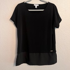 Womens CALVIN KLEIN JEANS Black Trim Detail Blouse Top Size Small