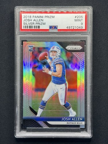 2018 PANINI PRIZM #205 JOSH ALLEN  SILVER PRIZM ROOKIE RC PSA 9 BILLS
