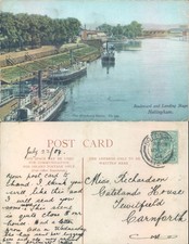 Boulevard and Landing Stage Nottingham The Woodbury Series 1907 postmark Cities