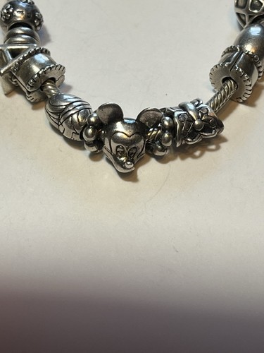Genuine Pandora Sterling Silver 925 ALE Bracelet With 12x 925 Charms 7.5"