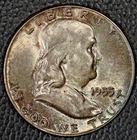 1955 Franklin Half Dollar, Gem BU FBL, Nice Toning