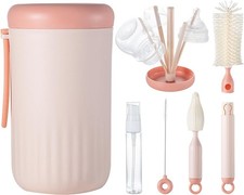 EKYLIP Travel Baby Bottle Brush Set with Drying Rack  Soap Dispenser