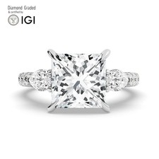 Princess Diamond Trilogy Ring Platinum Labgrown 6.25 Ct Solitaire
