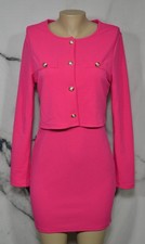 SHEIN Pink Stretchy Dress Suit Large Spaghetti Strap Dress Long Sleeve Jacket