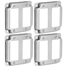 (Pack of 4) 4" Square Double Decora Switch Electrical Box Cover, 1/2" Raised,...
