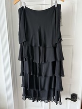 VTG Ralph Lauren Women  s Tired Maxi Skirt Black Size 10 NWT Vintage 90s