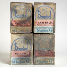4 Boîtes Plaques Photo Anciennes BAUCHET Ortho-Plaque 30° Anti-Halo – Collection