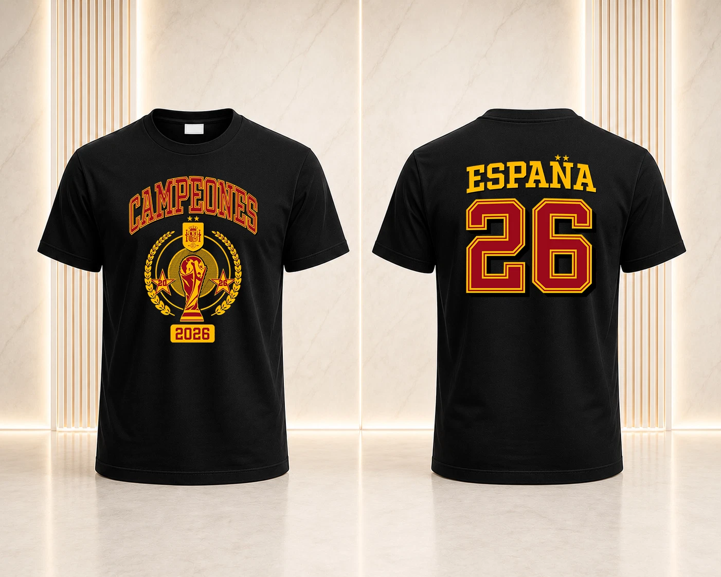 Spain Campeones 2026 FIFA World Cup Cotton T-Shirt Soccer Fan Graphic Tee Unisex - Picture 10 of 15
