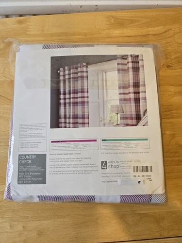 Next country check purple curtains 53" X 54" BRAND NEW but opened - Picture 6 of 12
