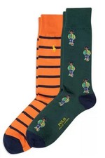 Polo Ralph Lauren Men's Mini Polo Bear and Stripe Slack Socks 2-Pack US 10-13
