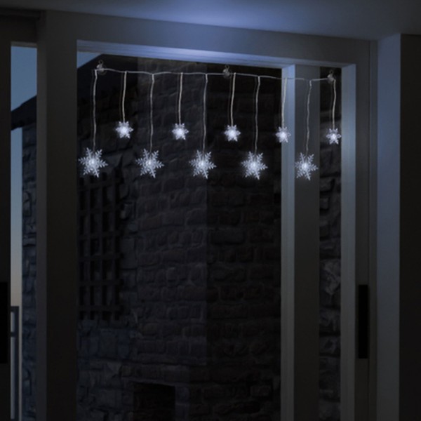Schneeflocke Lichterkette Lichtervorhang Beleuchtung 10 Leds Batterie Kaltweiß-image
