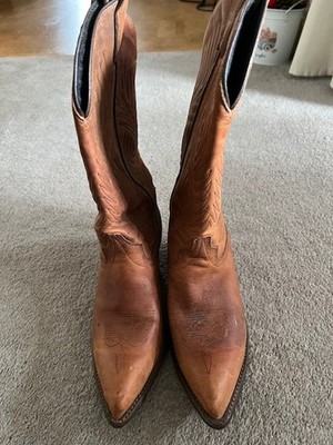 Code West Womens Western Cowboy Boots Brown Leather Mid Calf High Pull On Size 7