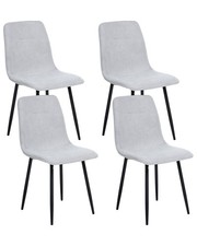 Image of Set of 4 Dining Chairs TUSCOLA Fabric Light Grey