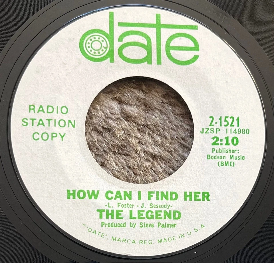 1966 PRO Garage Rock 45 - LEGEND "Raining In My Heart"/"How Can I Find Her" DATE - Image 2 of 2