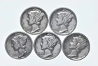 High Grade Lot 1939 1939 1935 1939 1937 Mercury Dime Collection *353