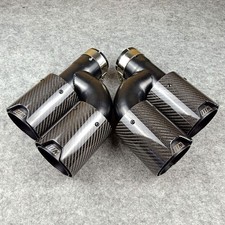 Real Carbon Fiber h Exhaust Tips Dual Pipes M End Kit For BMW In63mm Outlet 93mm