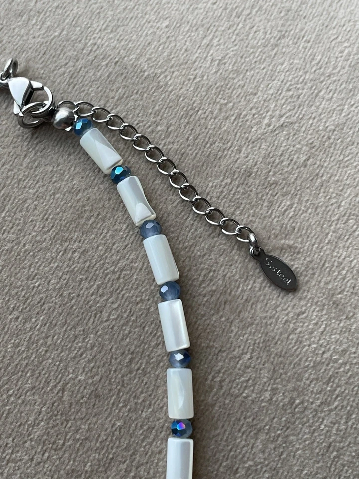 "Collar colgante MADRE DE PERLA tubo cuentas INOX TORTUGA MARINA 16,25"" brillante" Foto 4 de 4