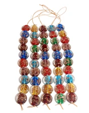 5 Strands Glass beads Multi color with golden accent 20mm Coin shaped Beads