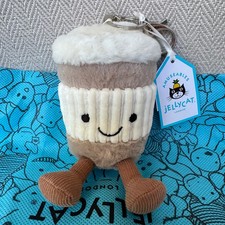 Jellycat Amuseables Coffee To Go Plush Bag Charm Keychain NWT Dust Bag 2026