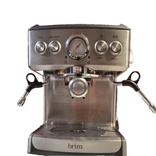 Brim 19 Bar Espresso Machine with steamer and frother Stainless Steel