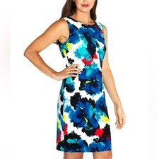 Mario Serrani Shift Dress, Floral Polyester Stretch, Made in Italy, NWOT