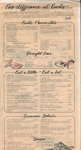 EARL'S Restaurant Speisekarte Alberta Kanada - Bild 1 von 4