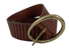 W. Kleinberg Women Brown Sm Contrast Patterned Genuine Leather Made in USA Belt