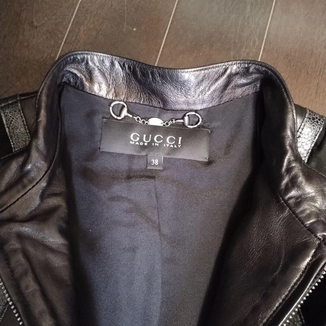 Giacca Gucci Riders taglia M pelle di pecora vera pelle nera USATA 202502M