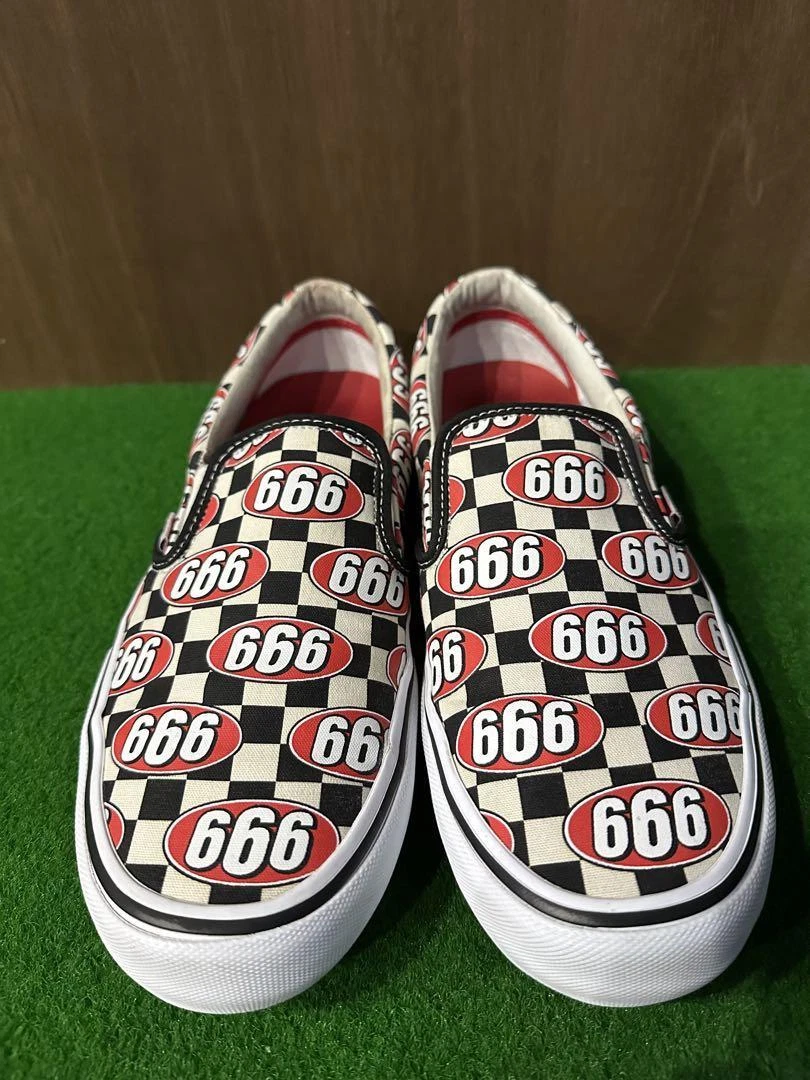 Supreme × Vans 666 à enfiler noir rouge blanc US11 29 cm occasion nettoyé Japon