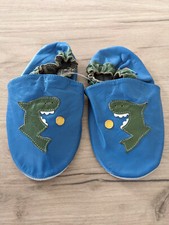 Carozoo soft leather baby shoes 3-4 years Blue/green shark
