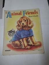 Animal Friends, Real Cloth Book, 1957, Saalfield Pub. 