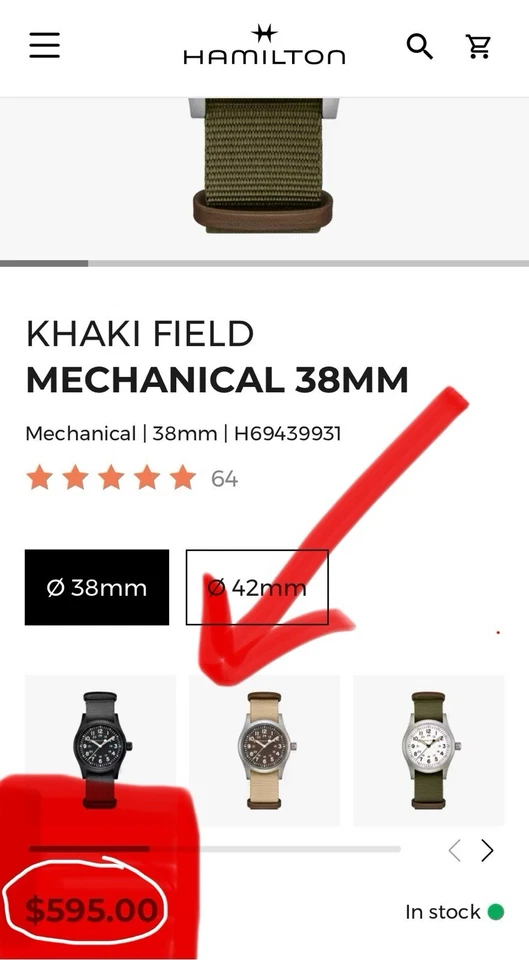 HAMILTON CAQUI MECÁNICO DE CAMPO 38 MM Foto 4 de 4