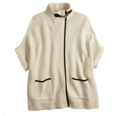 Granny Core Riding Cape Western Ivory Buckle Collar Pockets One Size Apt 9 New