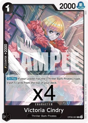 4X One Piece Card Game Victoria Cindry OP06-091 Uncommon NM
