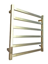 Burnished brass Brushed Gold Non Heated Towel Rail rack Square 650 mm wide 6 bar