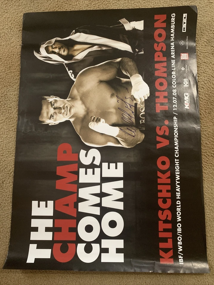 Póster de lucha por el título Wladimir Klitschko vs Tony Thompson 2008 firmado por Klitschko Foto 2 de 4