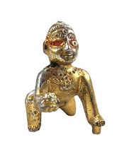 Vecchia Miniatura Religioso Figura Indù da Collezione Dio Bambino Krishna Statua
