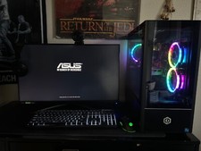 Full Gaming PC setup Monitor  PC  Headset  Camera  Gaming Mat