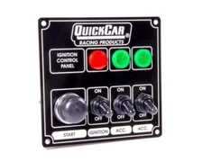 QuickCar Ignition Control Panel Black 3 Toggles/ 1 Push Button/ 3 Lights
